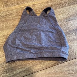 EUC-High neck lululemon sports bra, gray, sz 2